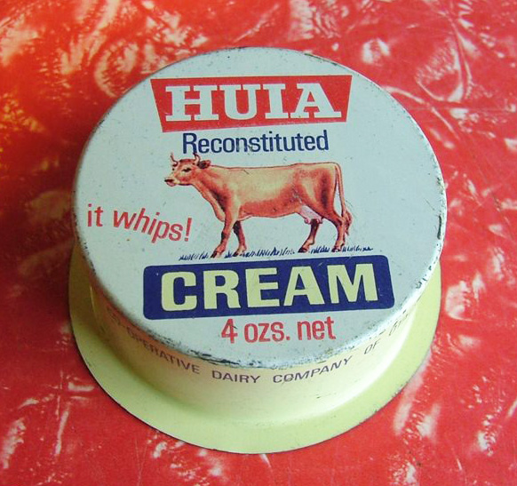 Huia Cream tin lid 4ozs net Produced by Co-Operative Diary Company of New Zealand 1 edit
