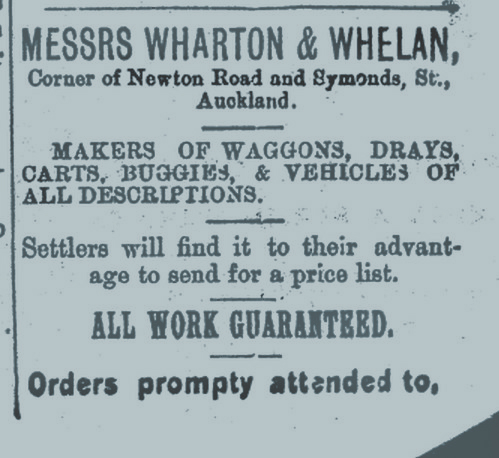 WHARTON & WHELAN coachbuilders - Bay Of Plenty Times  18 February 1895 Page 1 copy