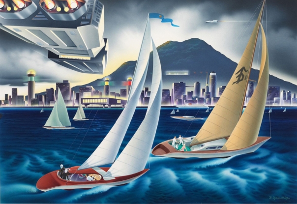 Rangitoto - Spaceport II - Auckland 2500 - The Ambassadors concepted 1960 completed early 1990s  Bernard Roundhill  Te Papa collection  copy