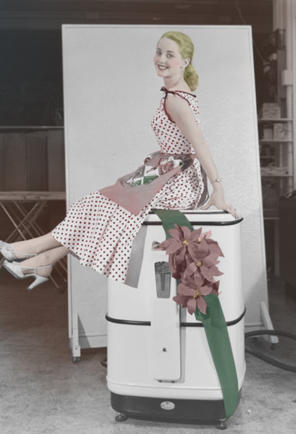 17 Woman seated on washing machine ca1960, JAMES SMITHS NLNZ edit copy