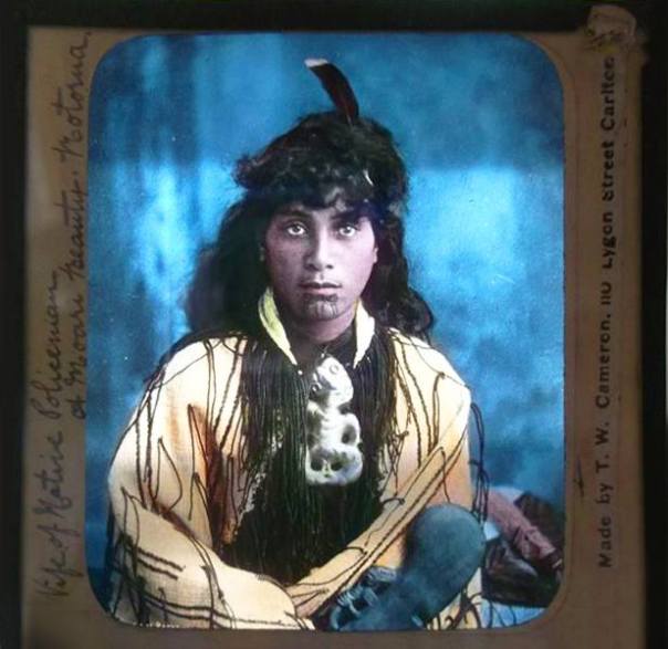 47 -26 likes 4 shares Glass magic lantern slide, hand-inscribed with the text Guide Susan, wife of Maori Policeman, Rotorua