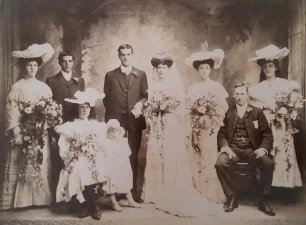 Marriage of Ernest John August and Mary Adam 1905 Rewa Ellen's parents Ann Elizabeth Lowry knew them edit